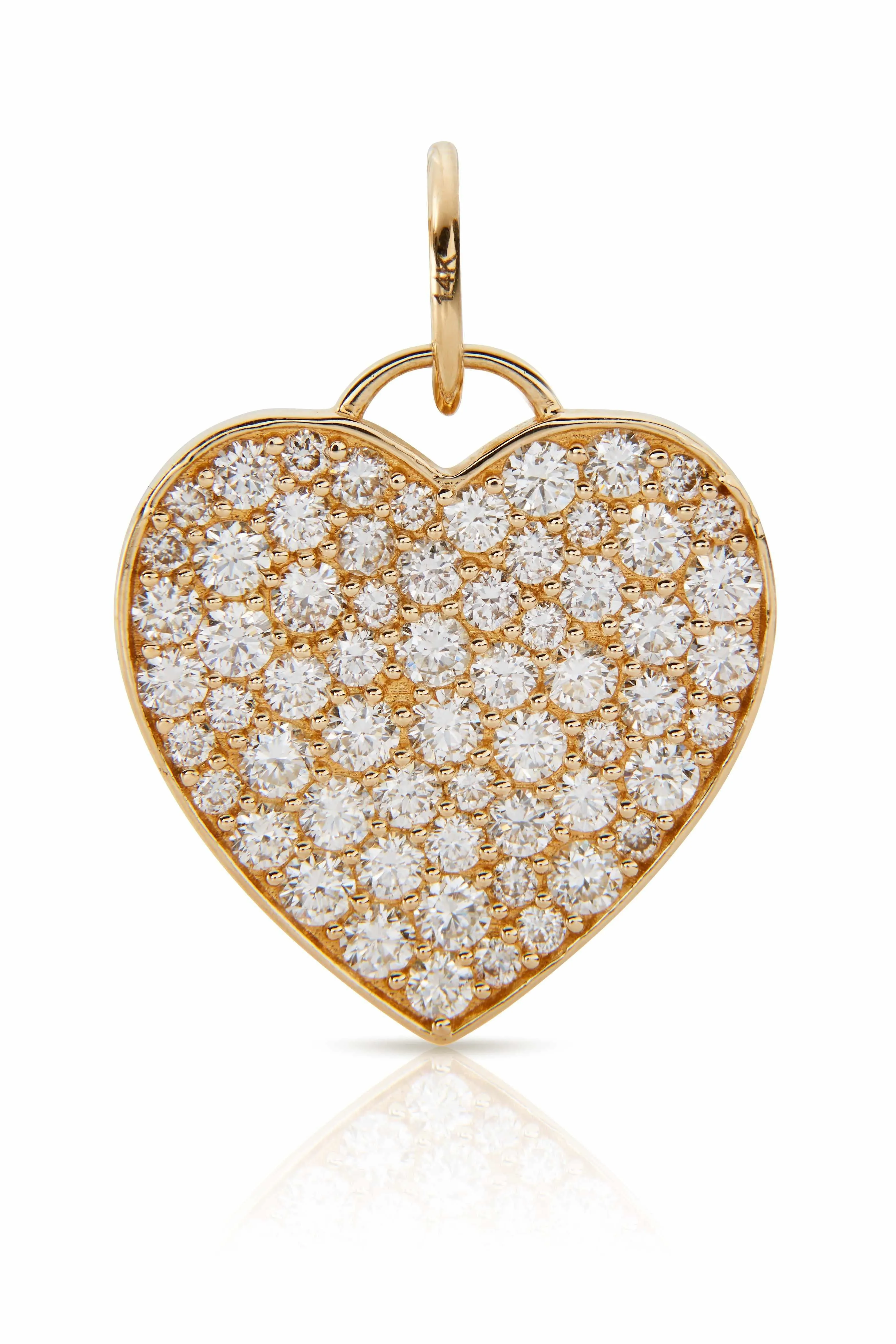 14KY Large Pave Heart Charm