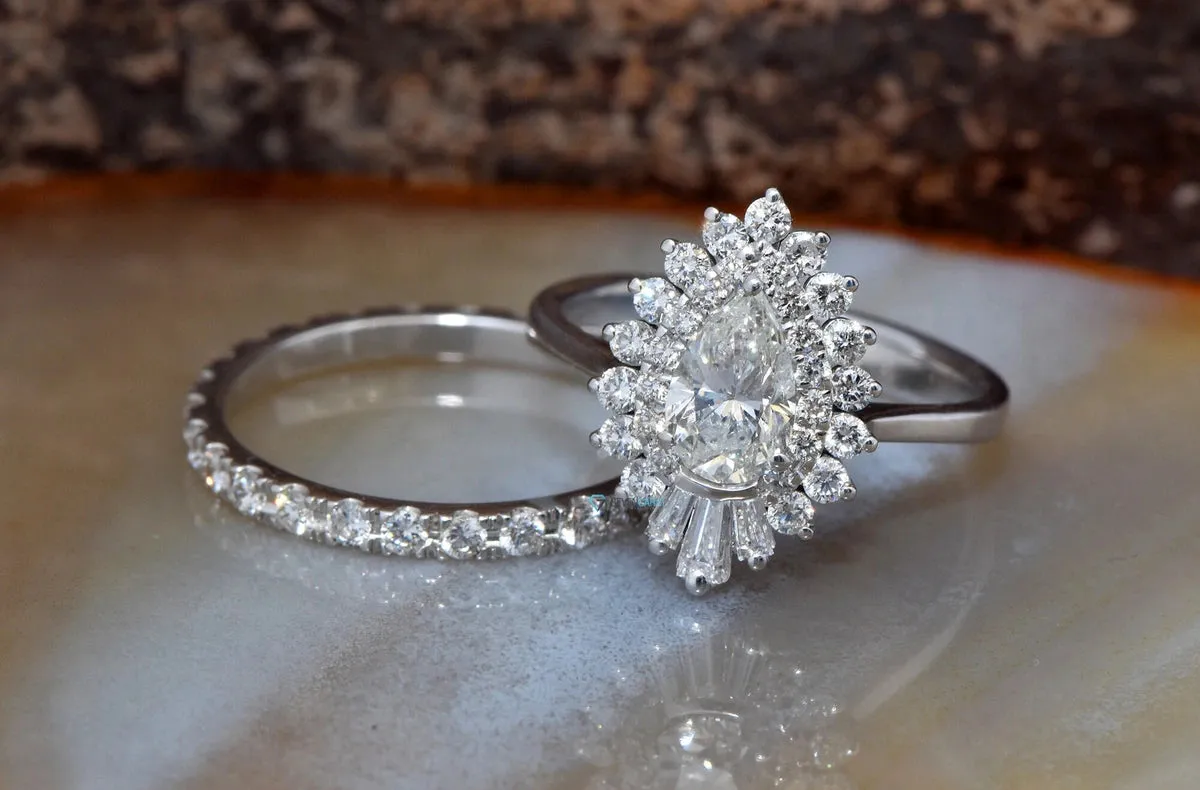 1.5 carat vintage art deco wedding ring sets