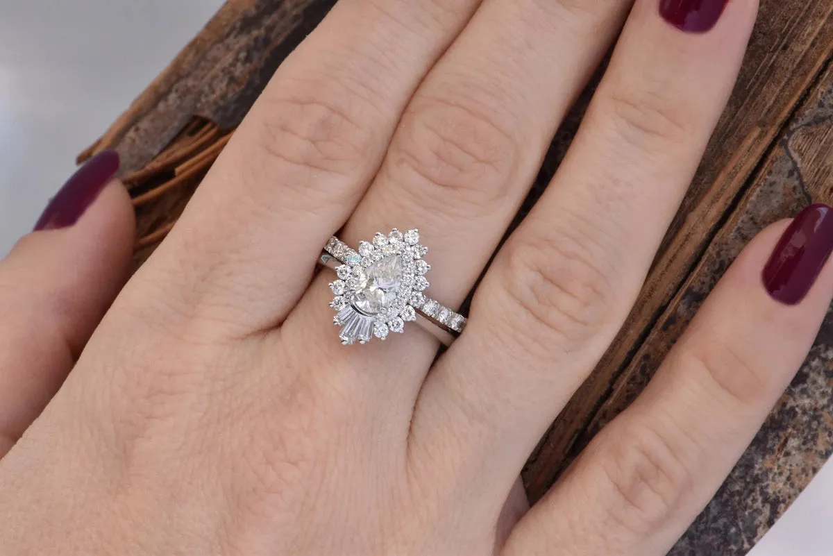 1.5 carat vintage art deco wedding ring sets