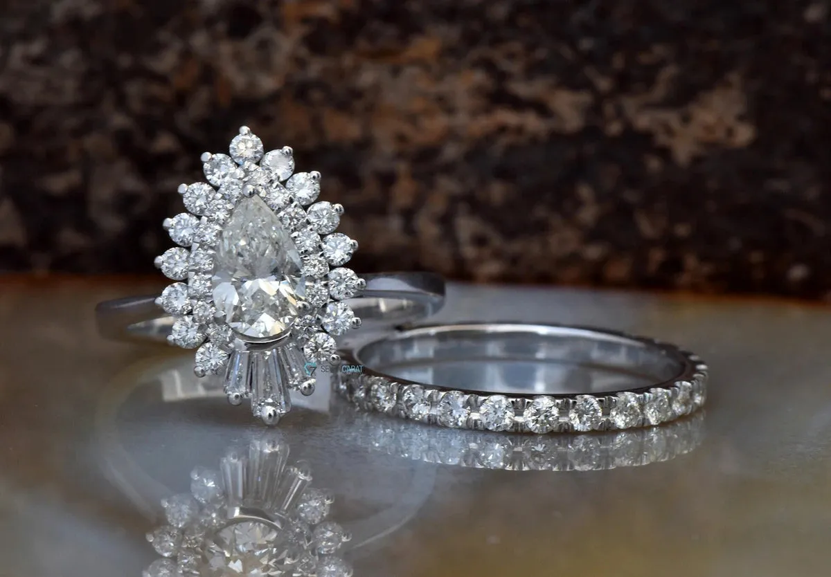 1.5 carat vintage art deco wedding ring sets