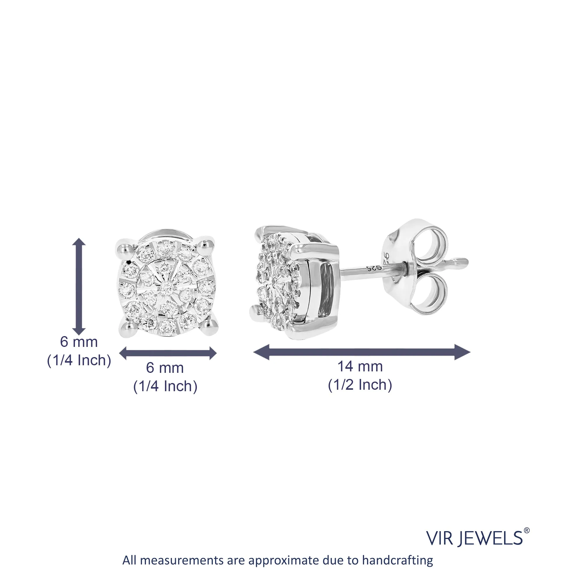 1/6 cttw Composite Diamond Stud Earrings in .925 Sterling Silver
