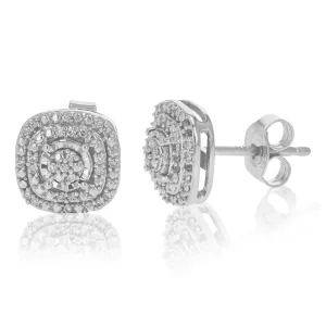 1/6 cttw Cushion Composite Diamond Stud Earrings in Sterling Silver