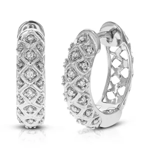 1/6 cttw Lab Grown Diamond Zig Zag Hoop Earrings in Sterling Silver