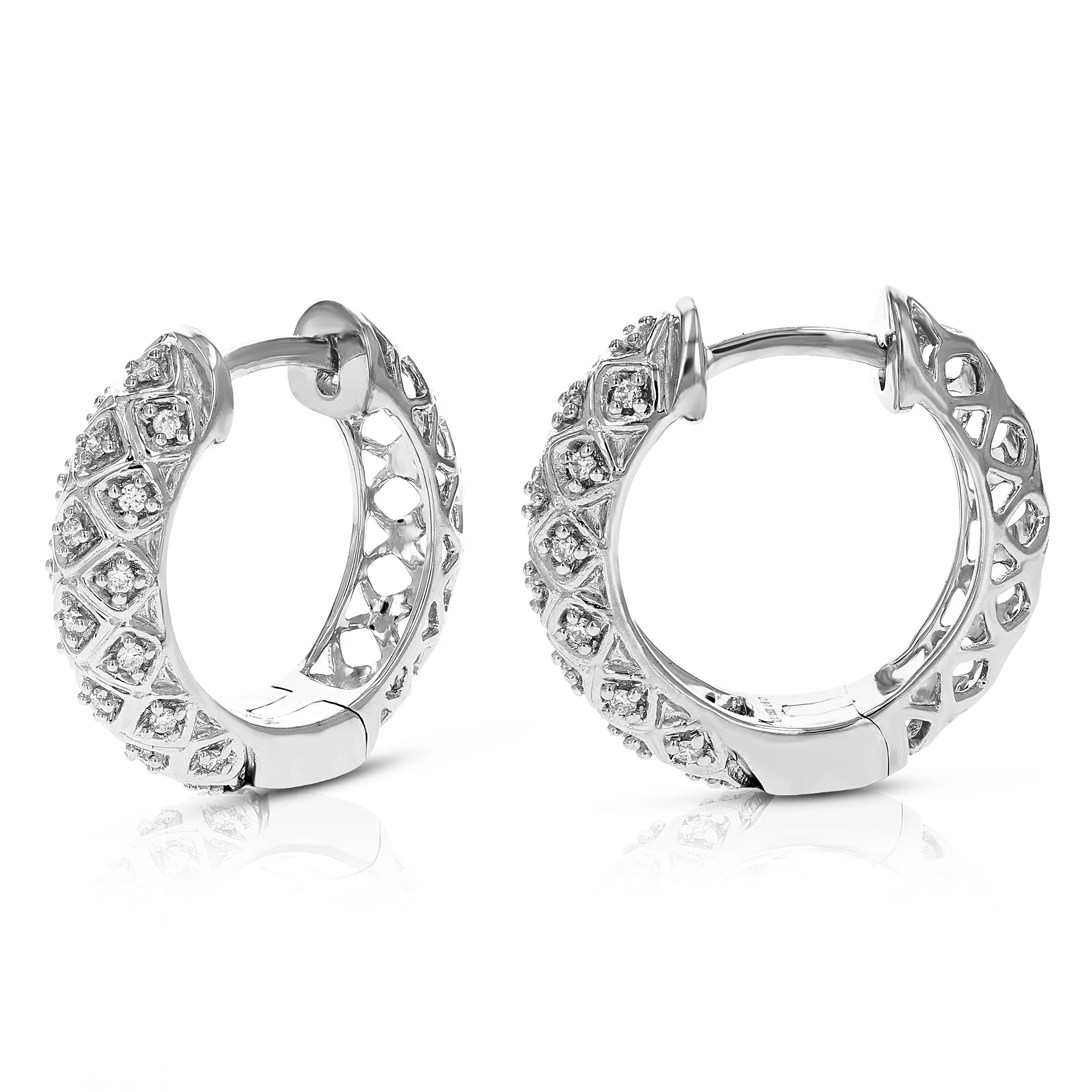 1/6 cttw Lab Grown Diamond Zig Zag Hoop Earrings in Sterling Silver