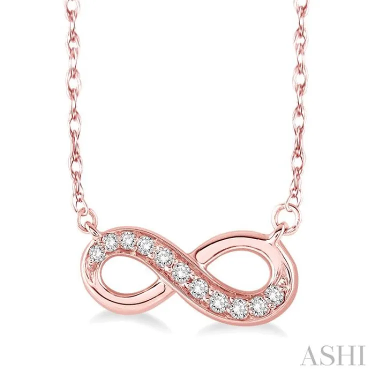 1/6 ctw Round Cut Diamond Infinity Petite Pendant in 14K Rose Gold with Chain