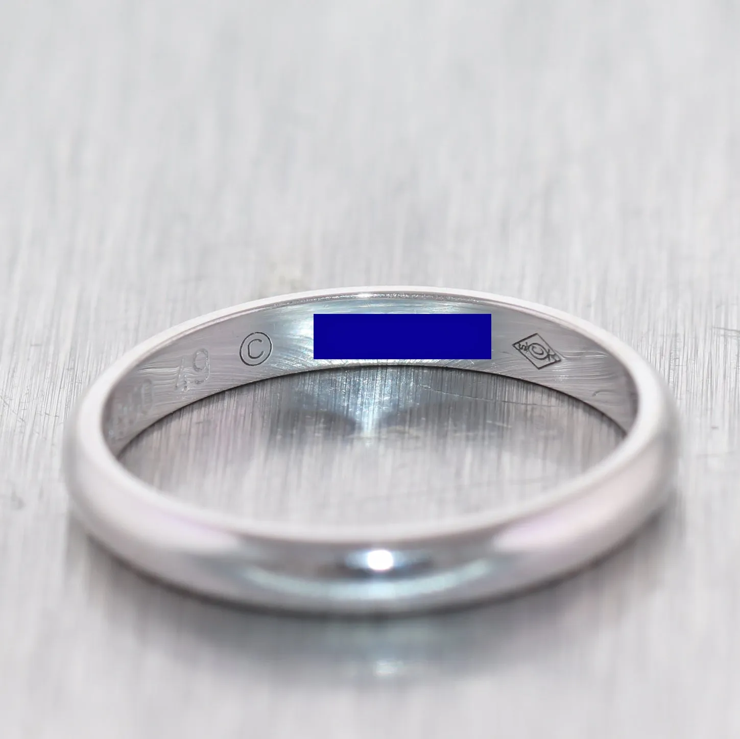 1895 Cartier Platinum Thin Wedding Band Ring Size 49