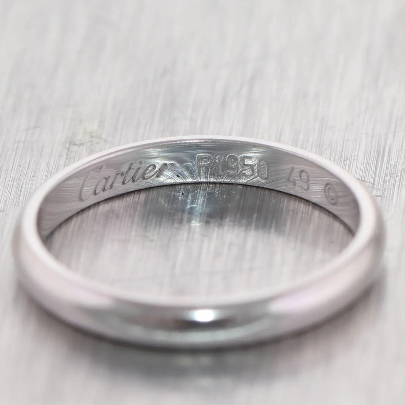 1895 Cartier Platinum Thin Wedding Band Ring Size 49