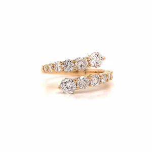 18K Diamond Graduated Double Row Band Yellow Gold