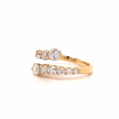 18K Diamond Graduated Double Row Band Yellow Gold