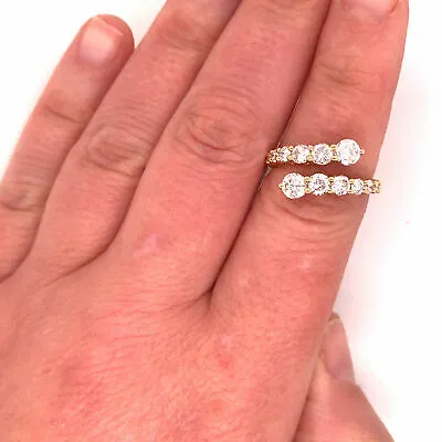 18K Diamond Graduated Double Row Band Yellow Gold