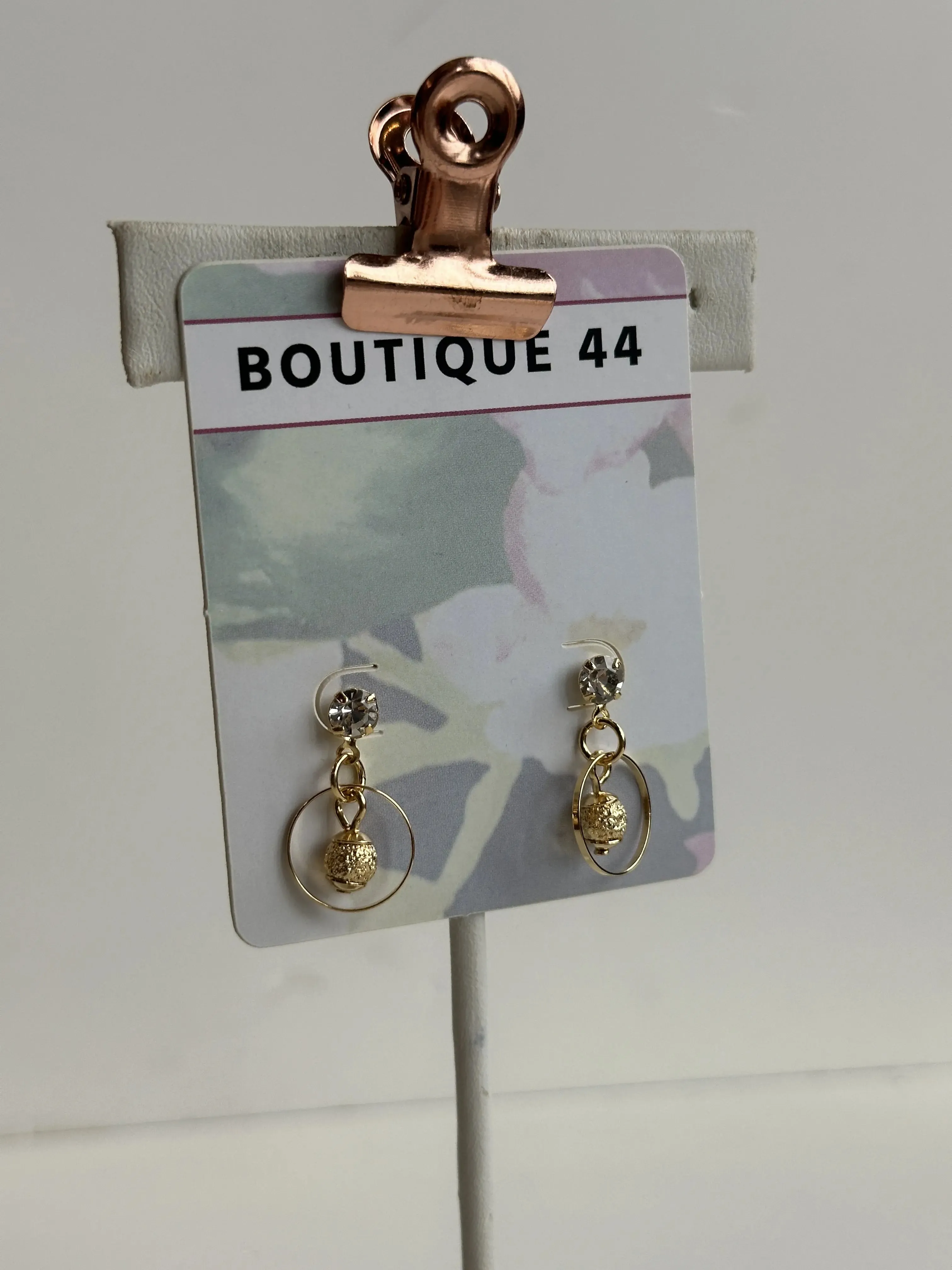 18K Gold-Filled Cubic Zirconia Drop Earrings Ball & Circle