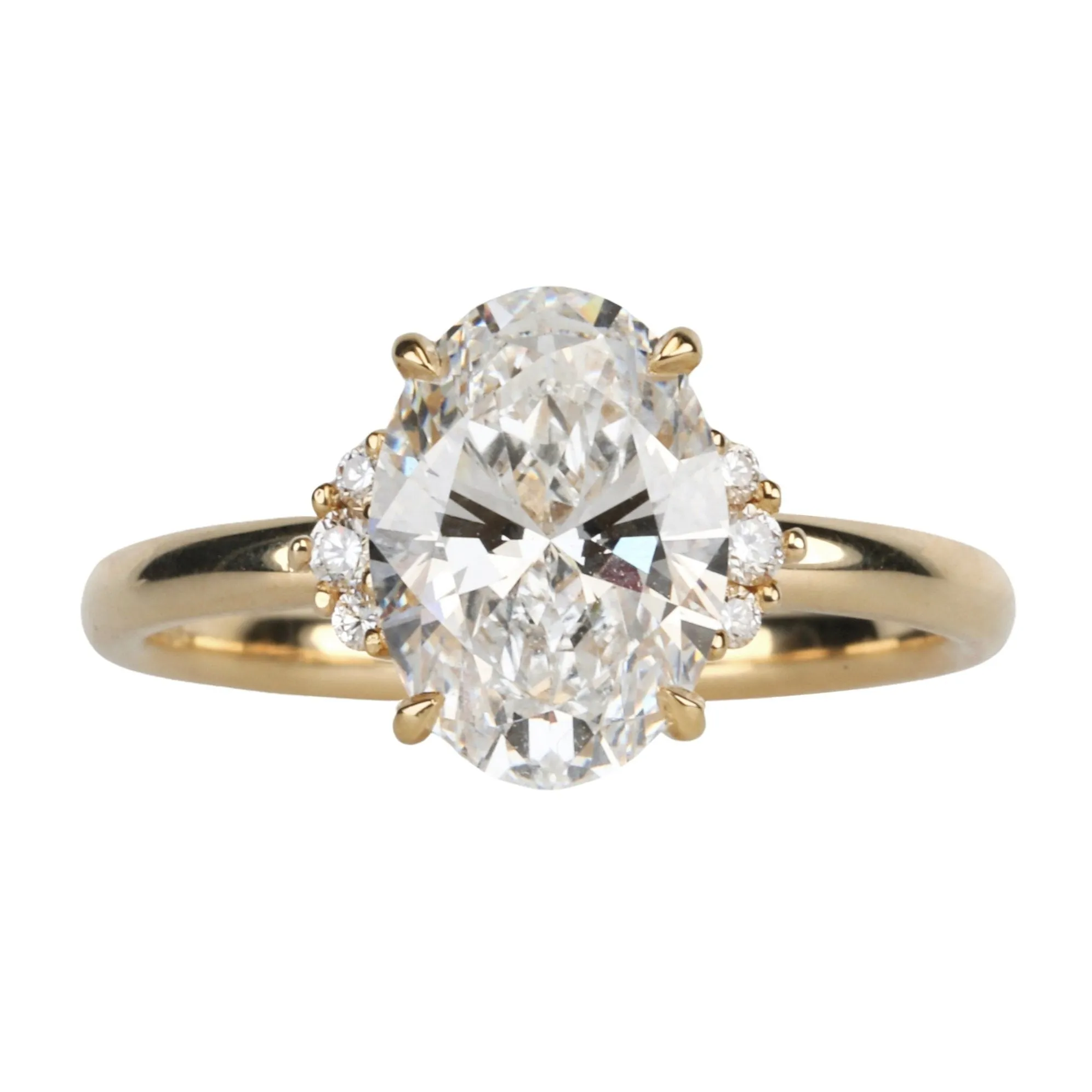 18K Gold "Kathleen" Engagement Ring with Center Prong-Set Oval Lab-Grown Diamond