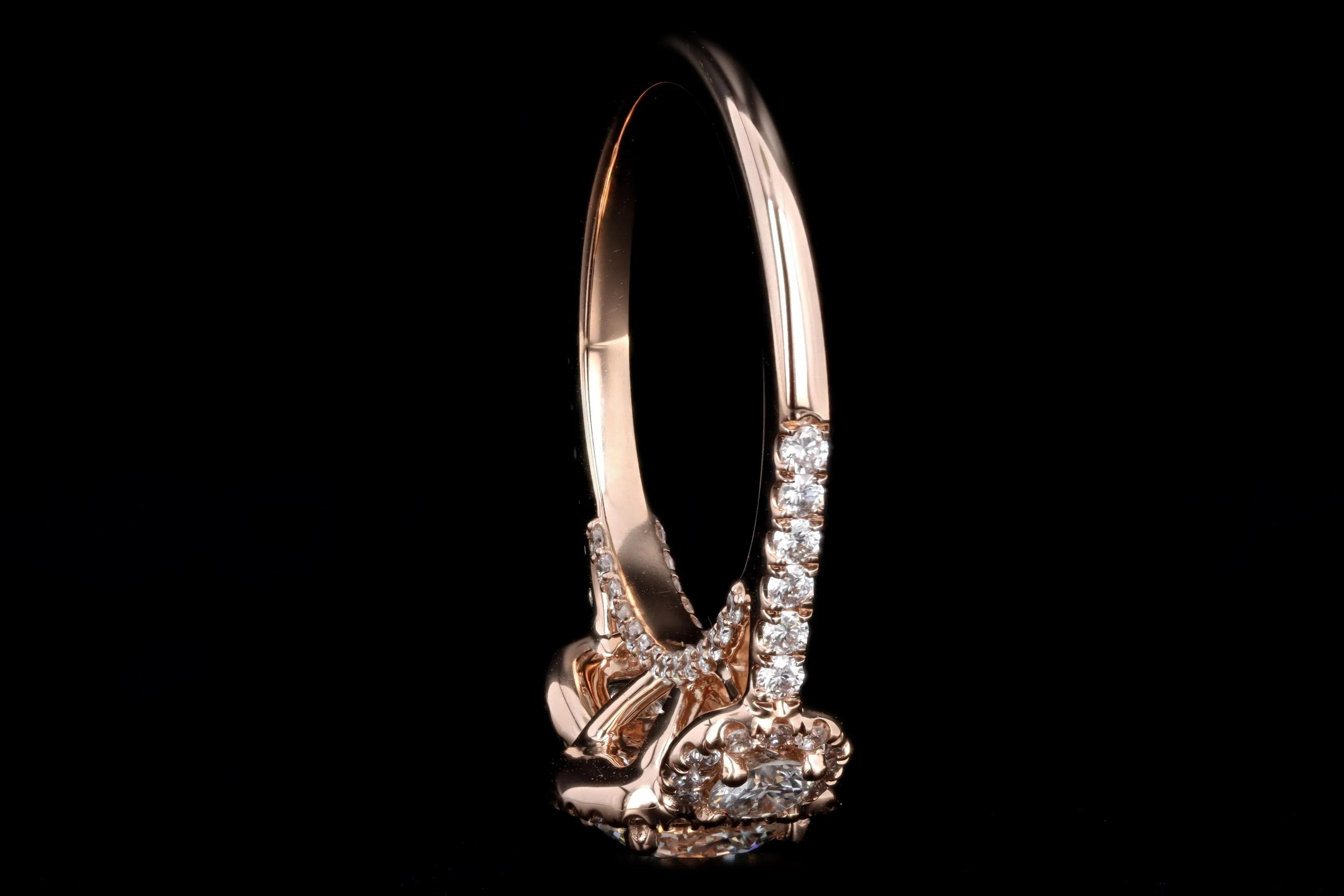 18K Rose Gold .94 Carat Round Brilliant Diamond Three Stone Engagement Ring GIA Certified