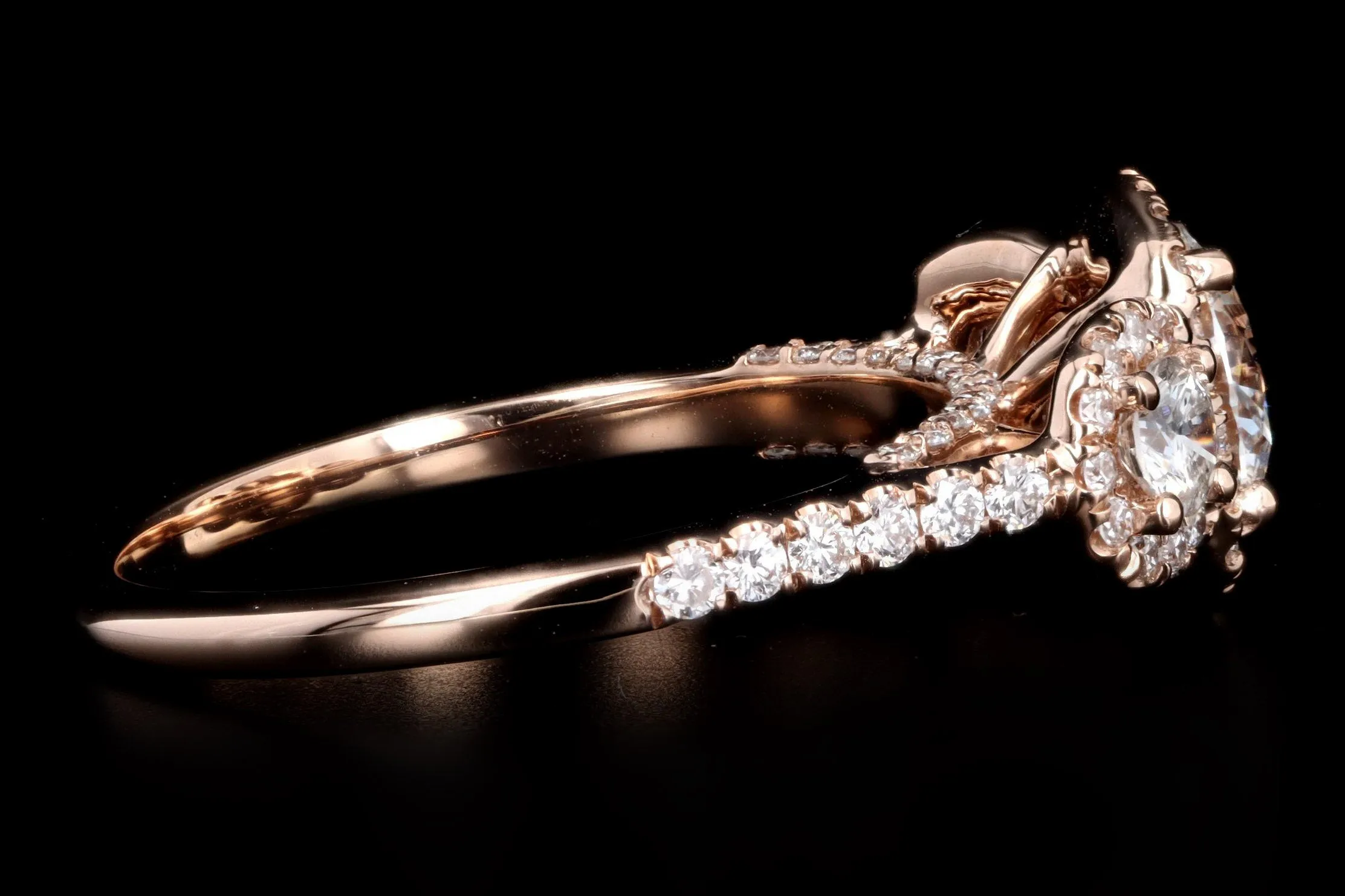 18K Rose Gold .94 Carat Round Brilliant Diamond Three Stone Engagement Ring GIA Certified