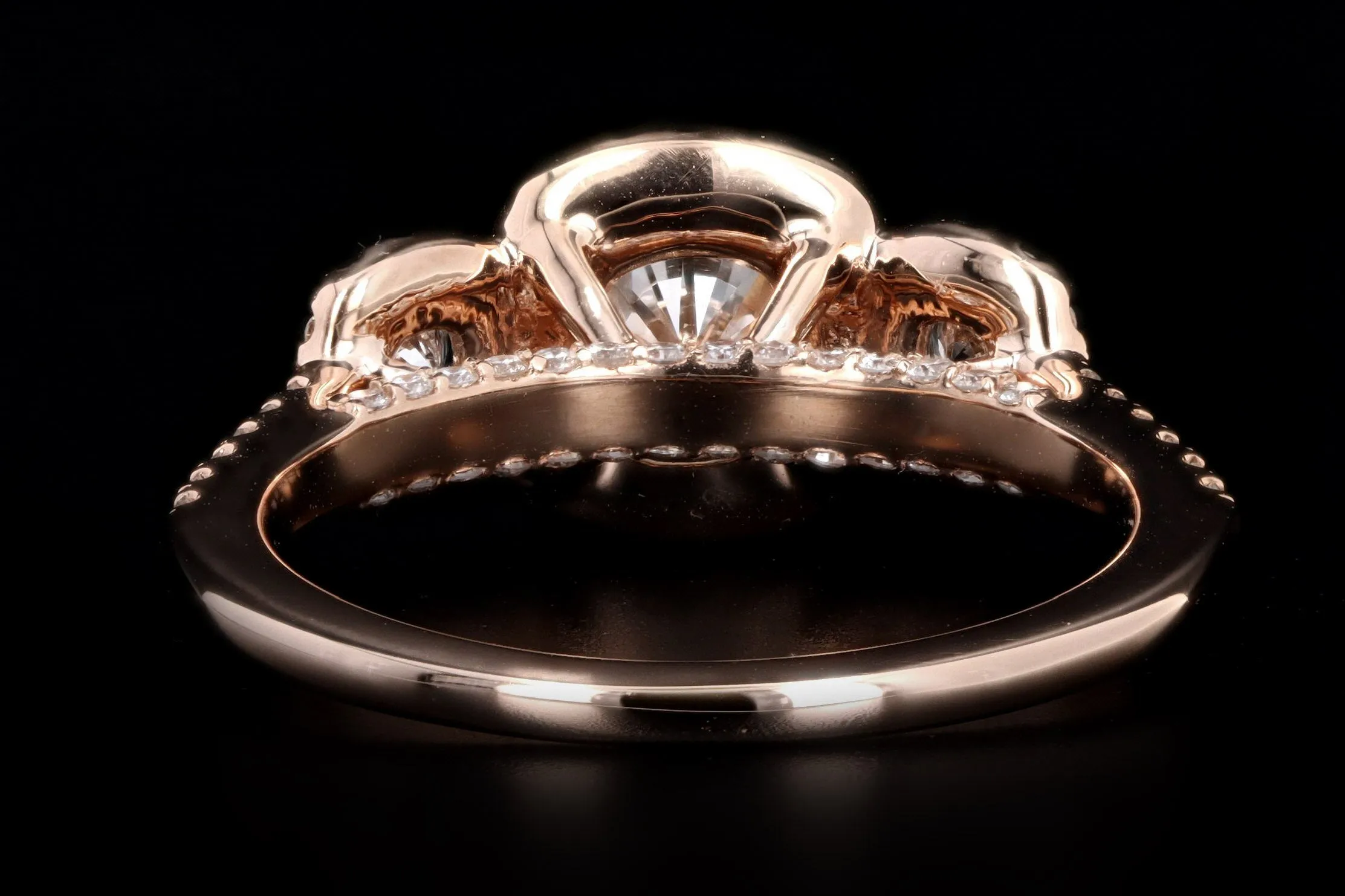 18K Rose Gold .94 Carat Round Brilliant Diamond Three Stone Engagement Ring GIA Certified