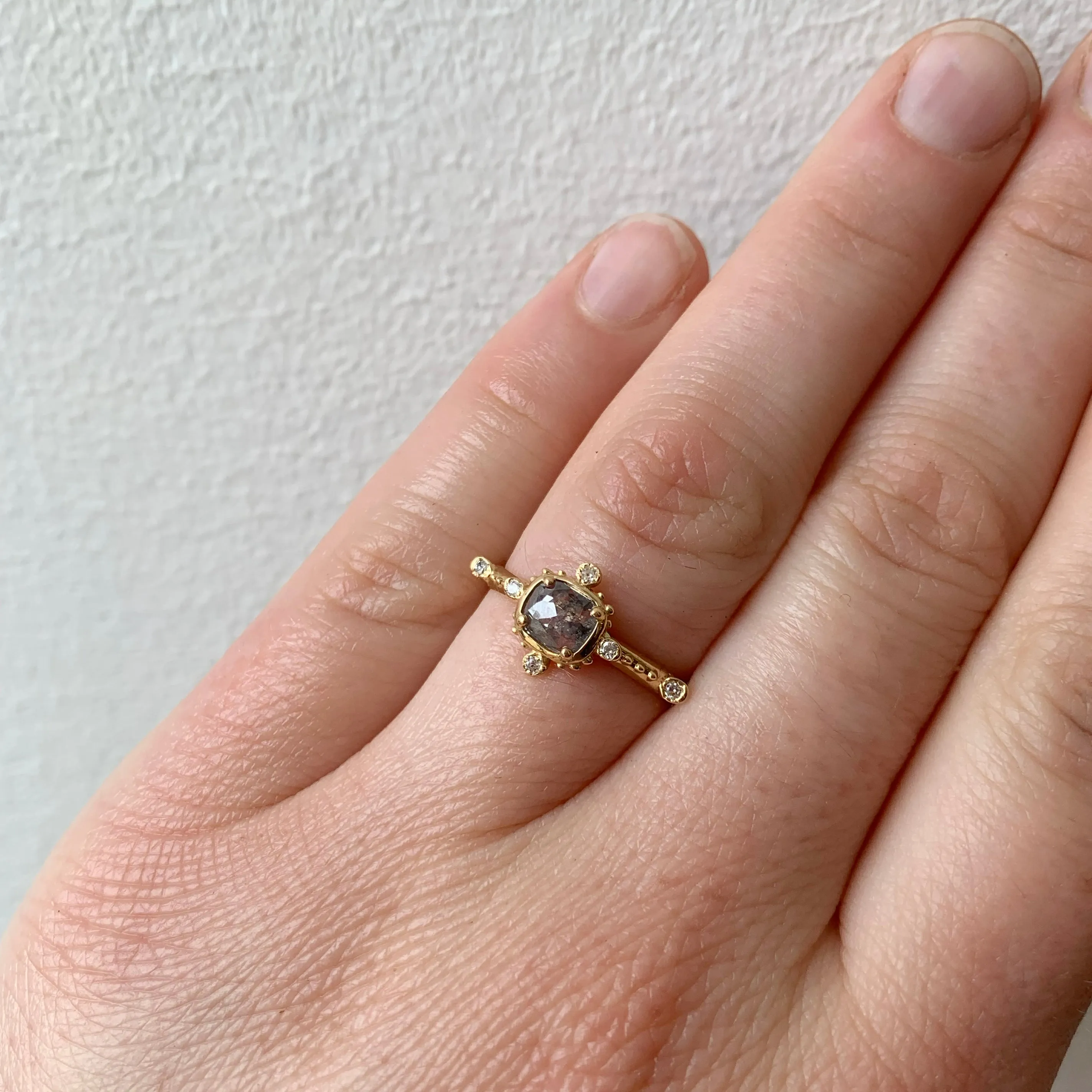 18k Salt   Pepper Nebula Diamond Ring