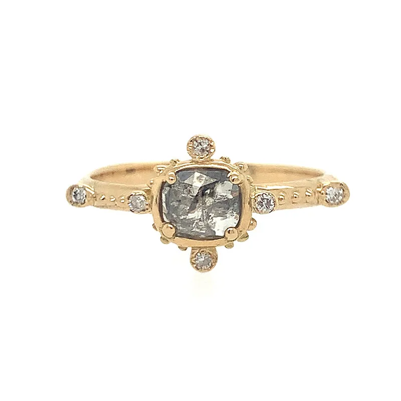 18k Salt   Pepper Nebula Diamond Ring
