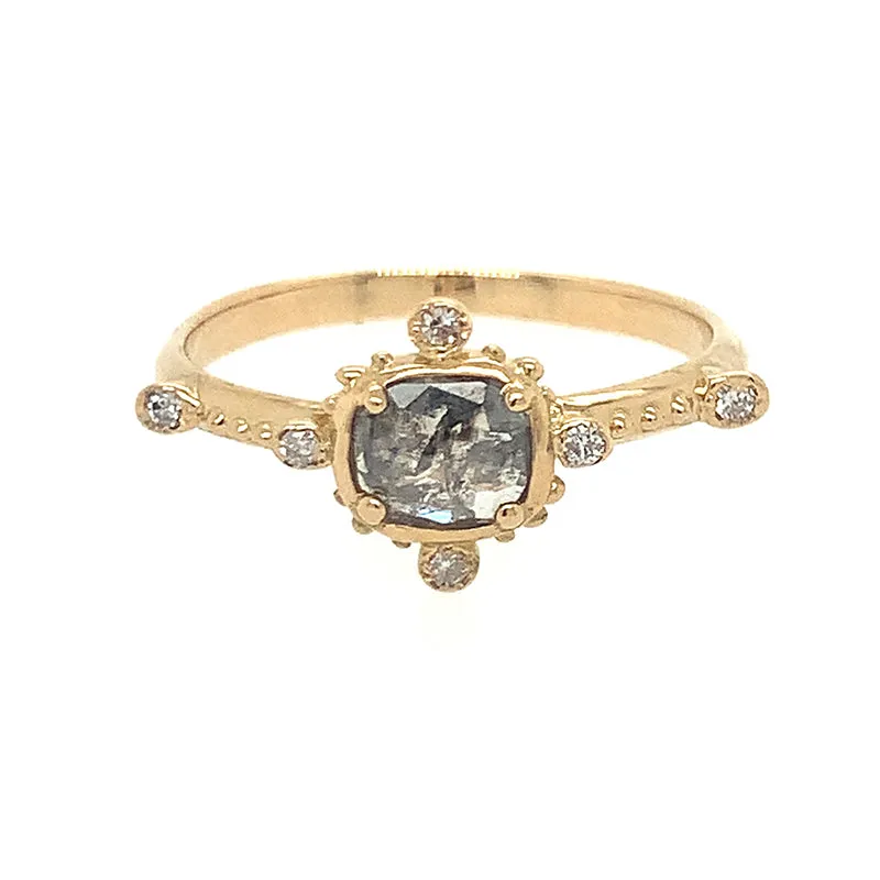 18k Salt   Pepper Nebula Diamond Ring