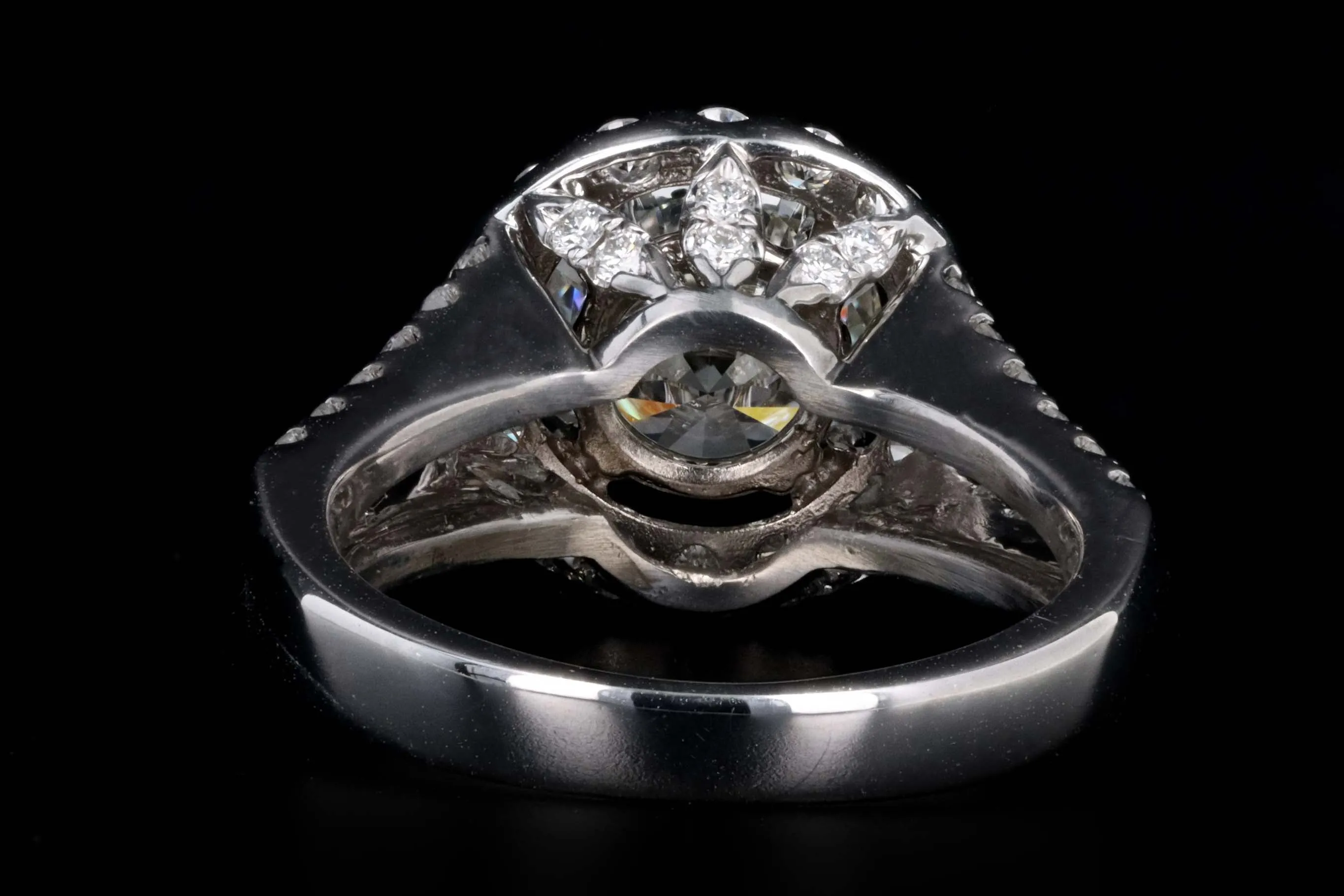18K White Gold 2.22 Carat Round Brilliant Diamond Halo Engagement Ring AGS Certified