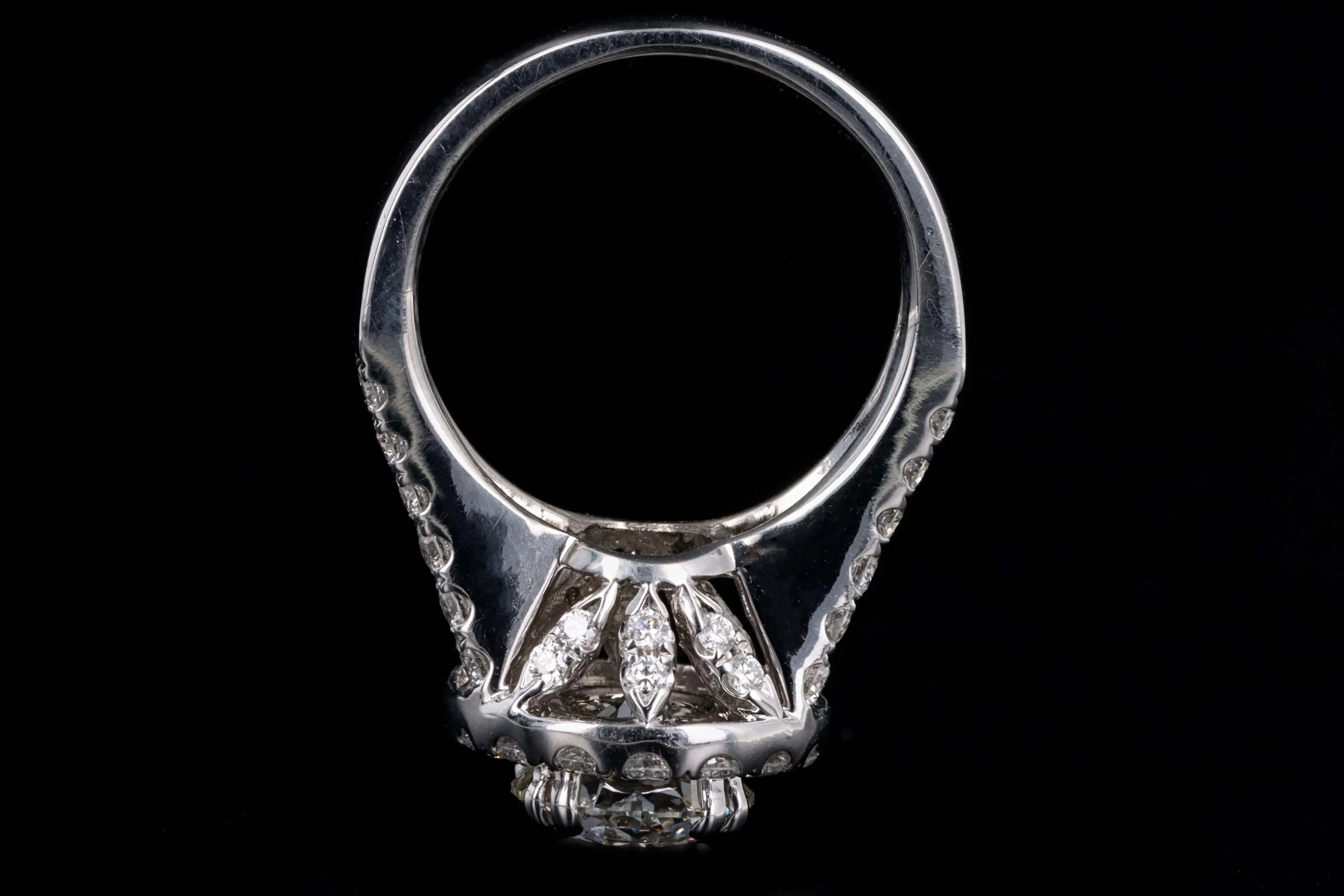 18K White Gold 2.22 Carat Round Brilliant Diamond Halo Engagement Ring AGS Certified