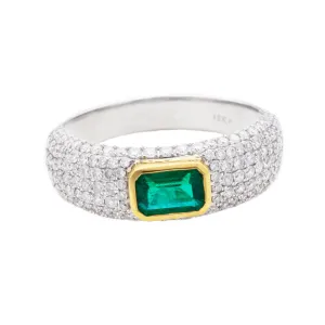 18k White Gold Diamond & Emerald Ring