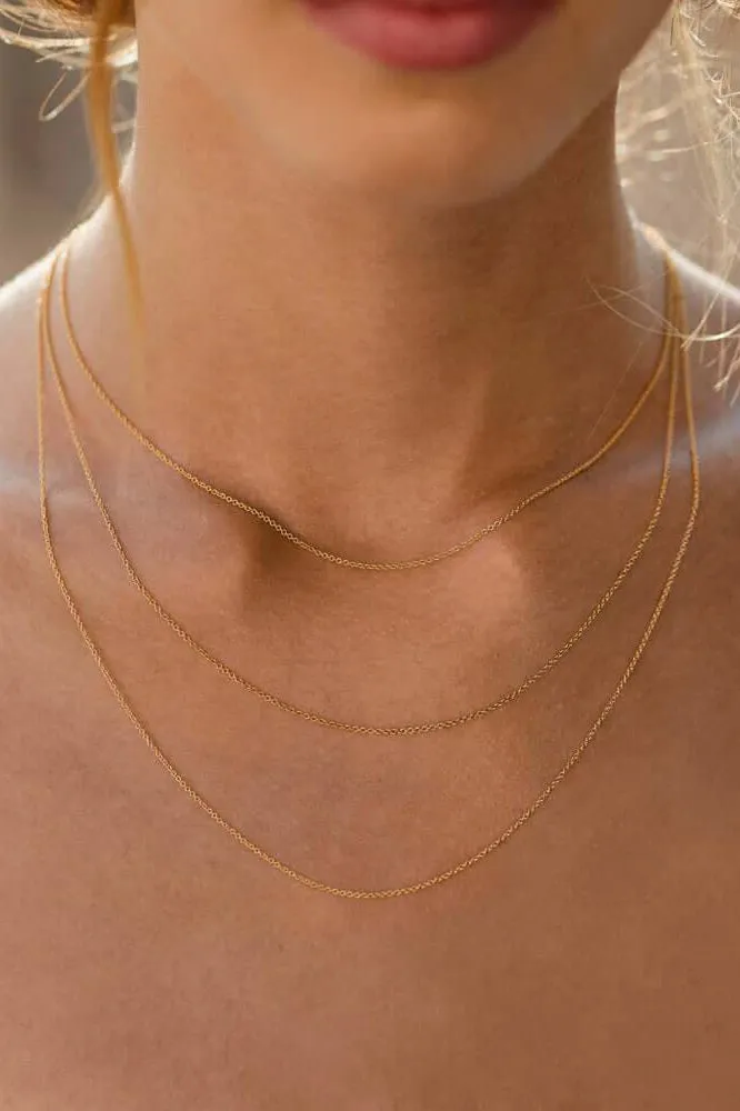 18K Yellow Gold Fine Cable Chain 45cm