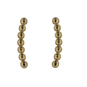18K Yellow Gold Mini Beads Small Crawler Post Earrings
