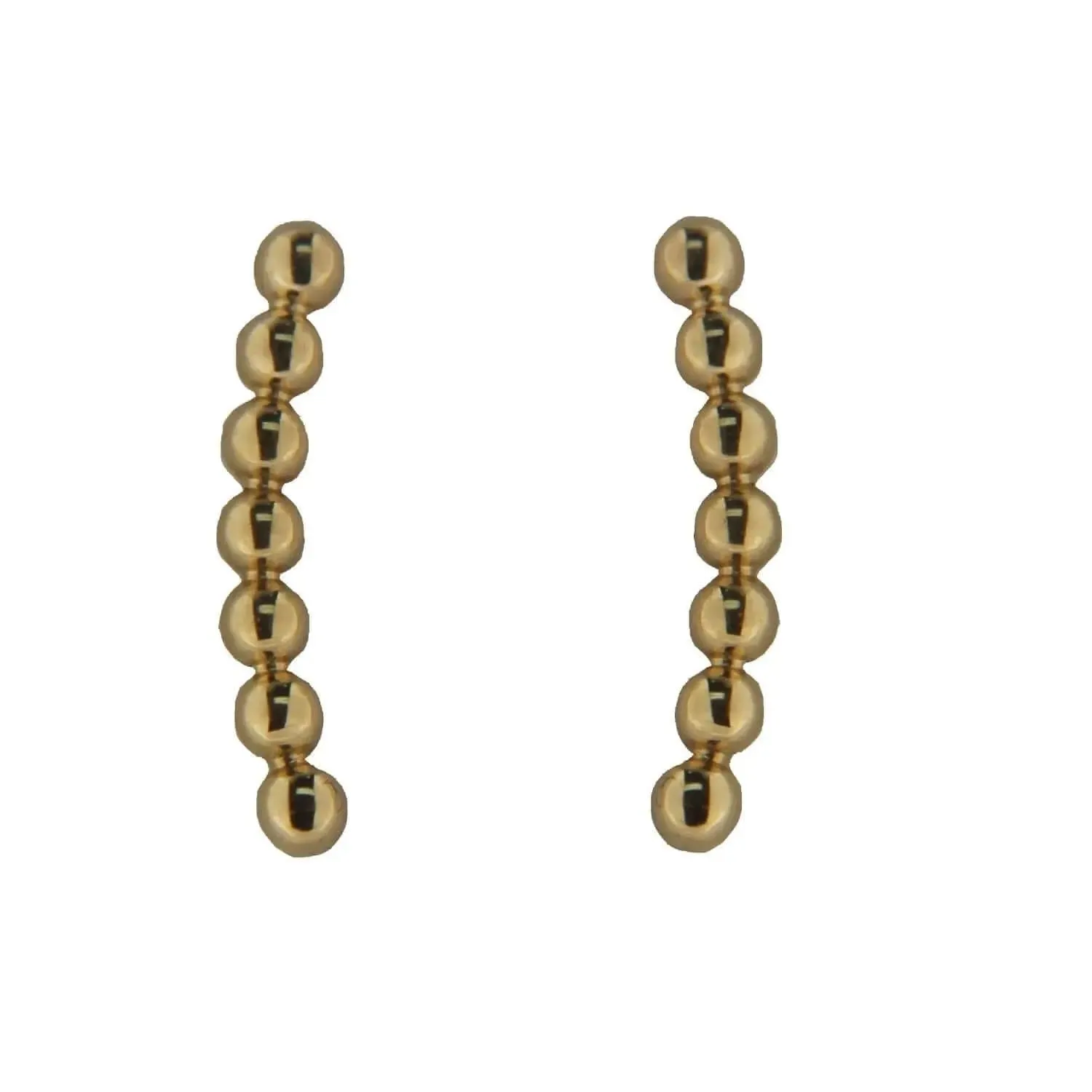 18K Yellow Gold Mini Beads Small Crawler Post Earrings