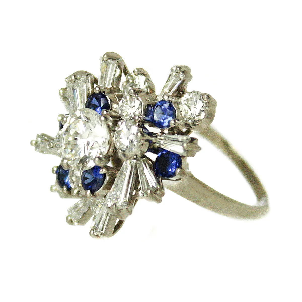 1950s 3.15ct Diamond & Sapphire Cocktail Ring