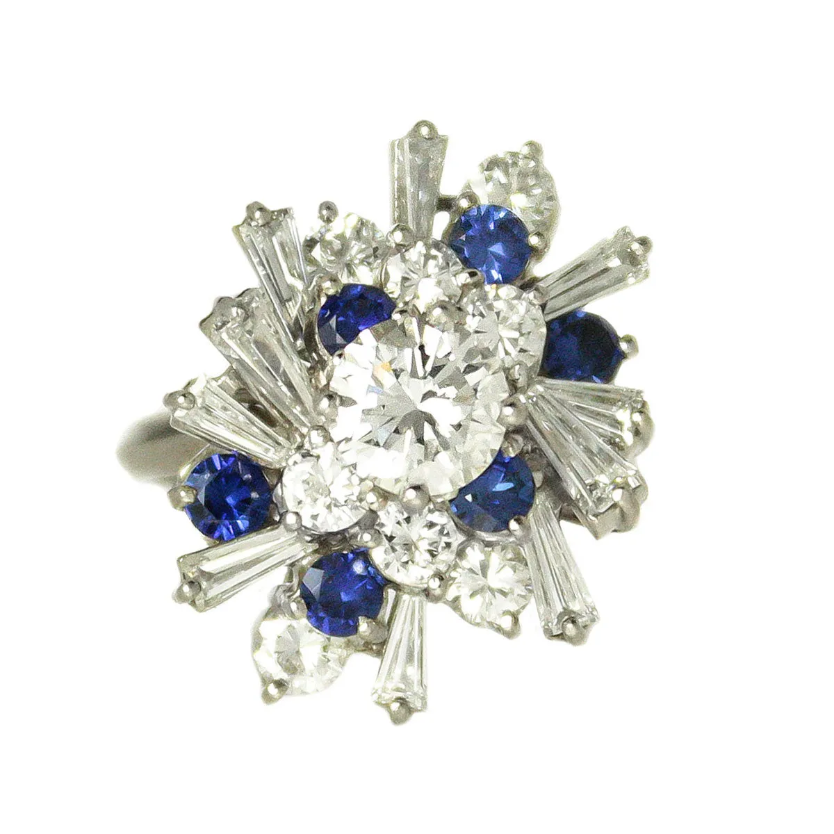 1950s 3.15ct Diamond & Sapphire Cocktail Ring