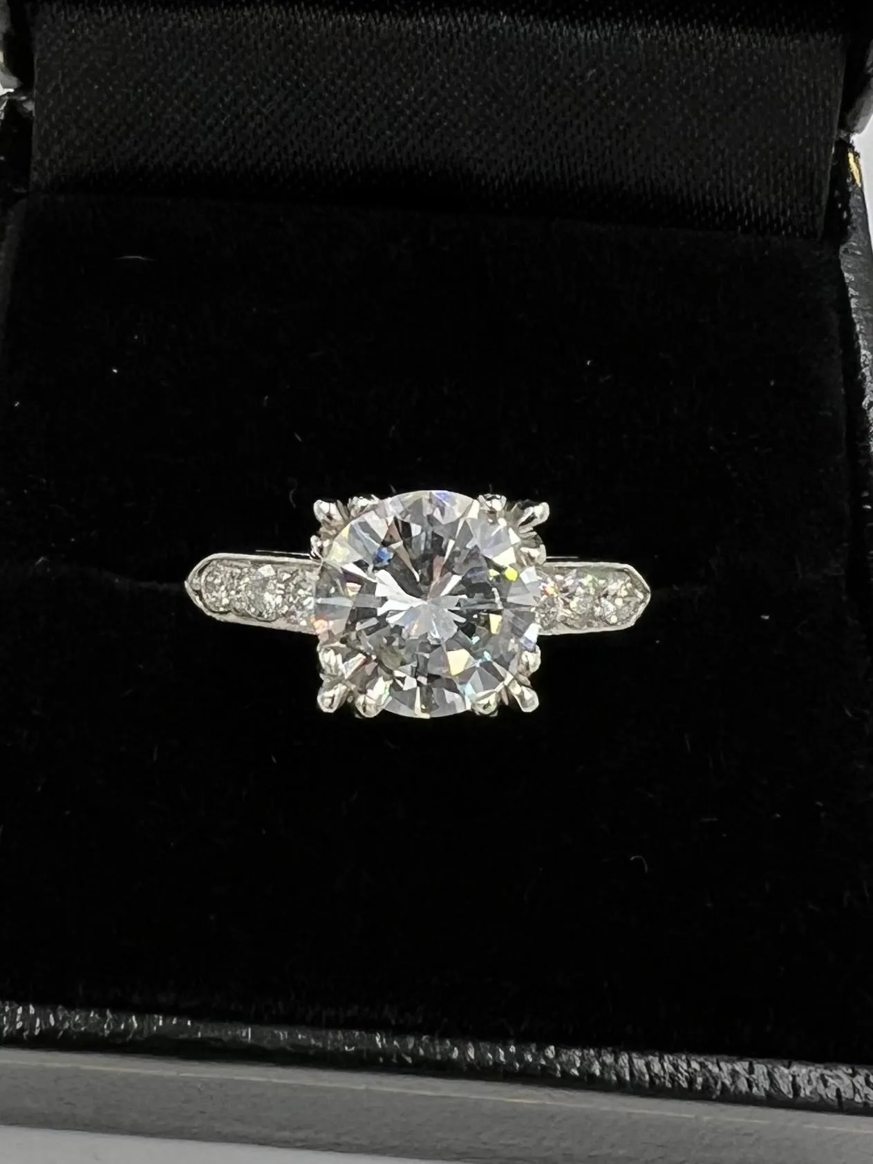 1950s GIA 2.42 Carats Diamond Platinum Engagement Ring
