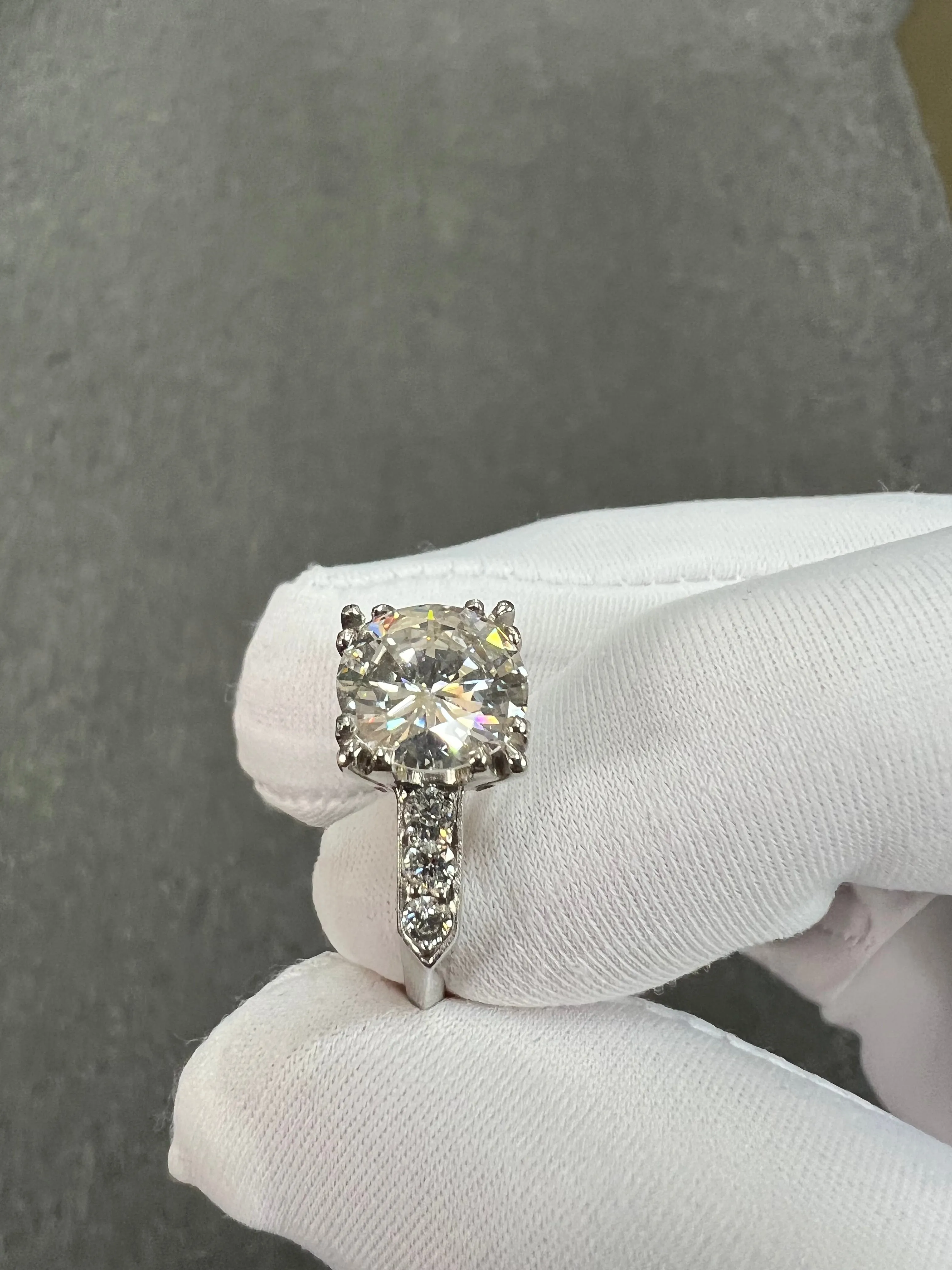1950s GIA 2.42 Carats Diamond Platinum Engagement Ring