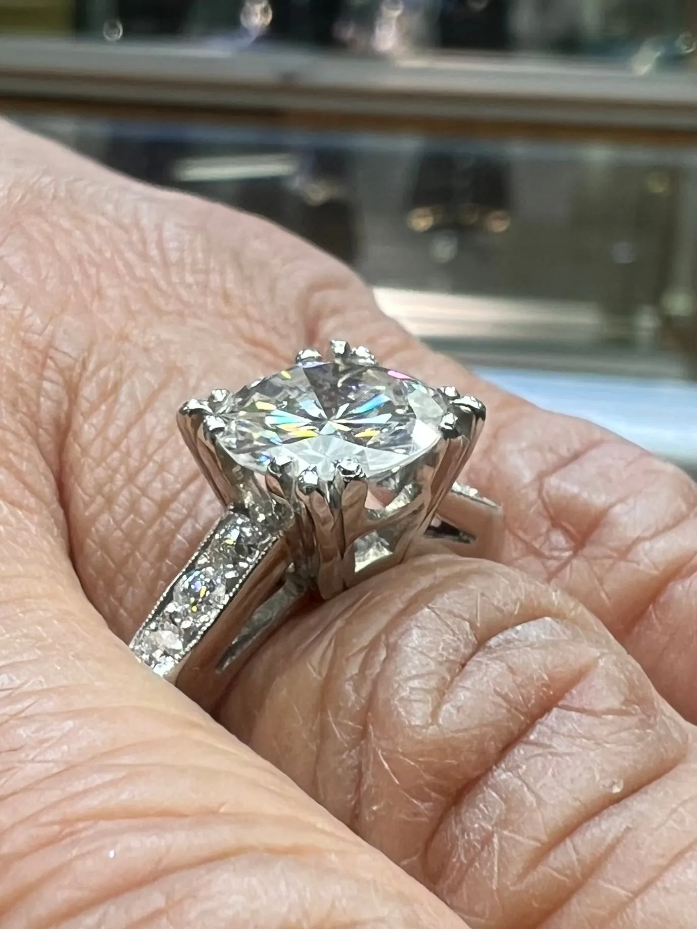 1950s GIA 2.42 Carats Diamond Platinum Engagement Ring