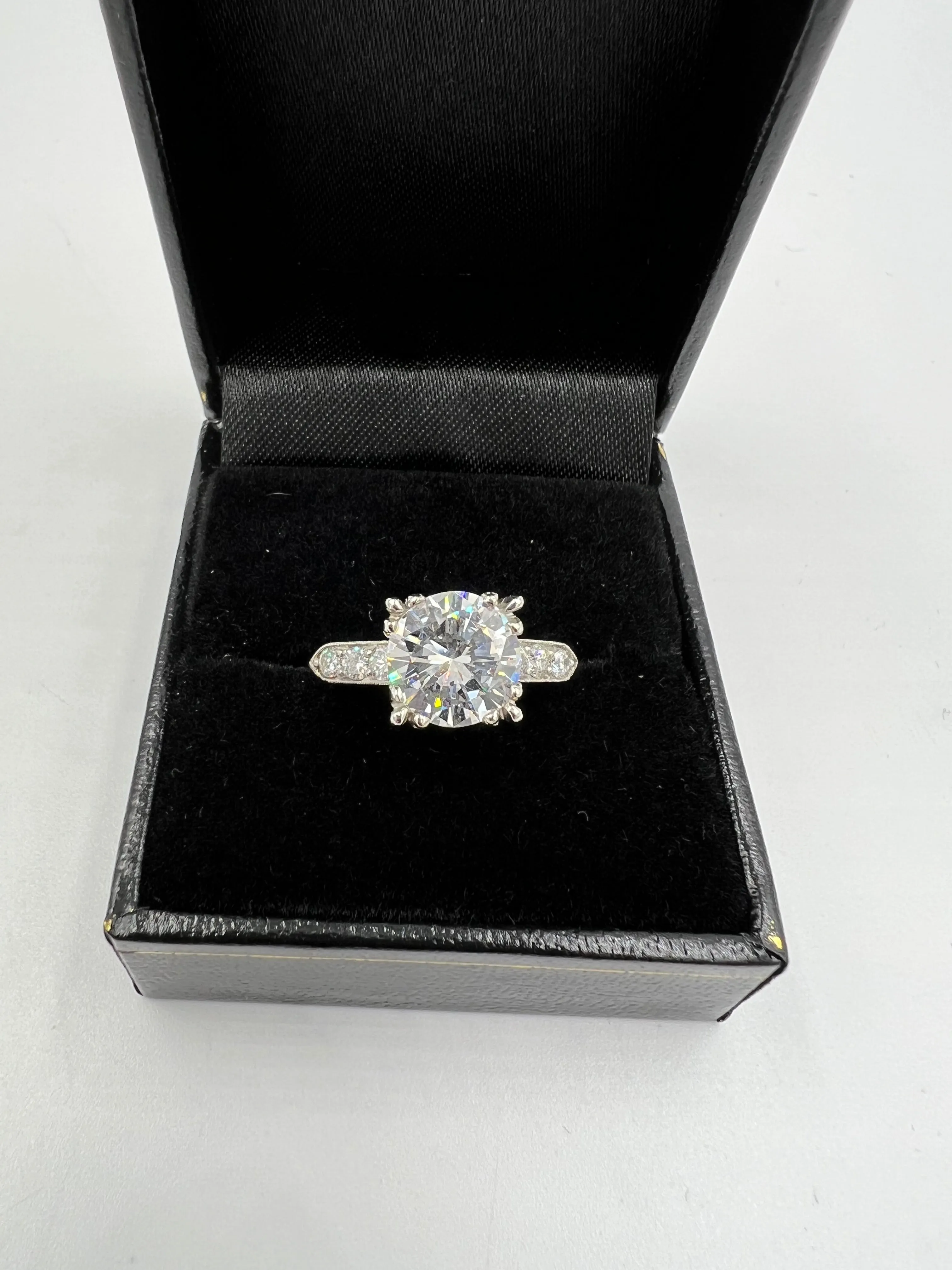 1950s GIA 2.42 Carats Diamond Platinum Engagement Ring