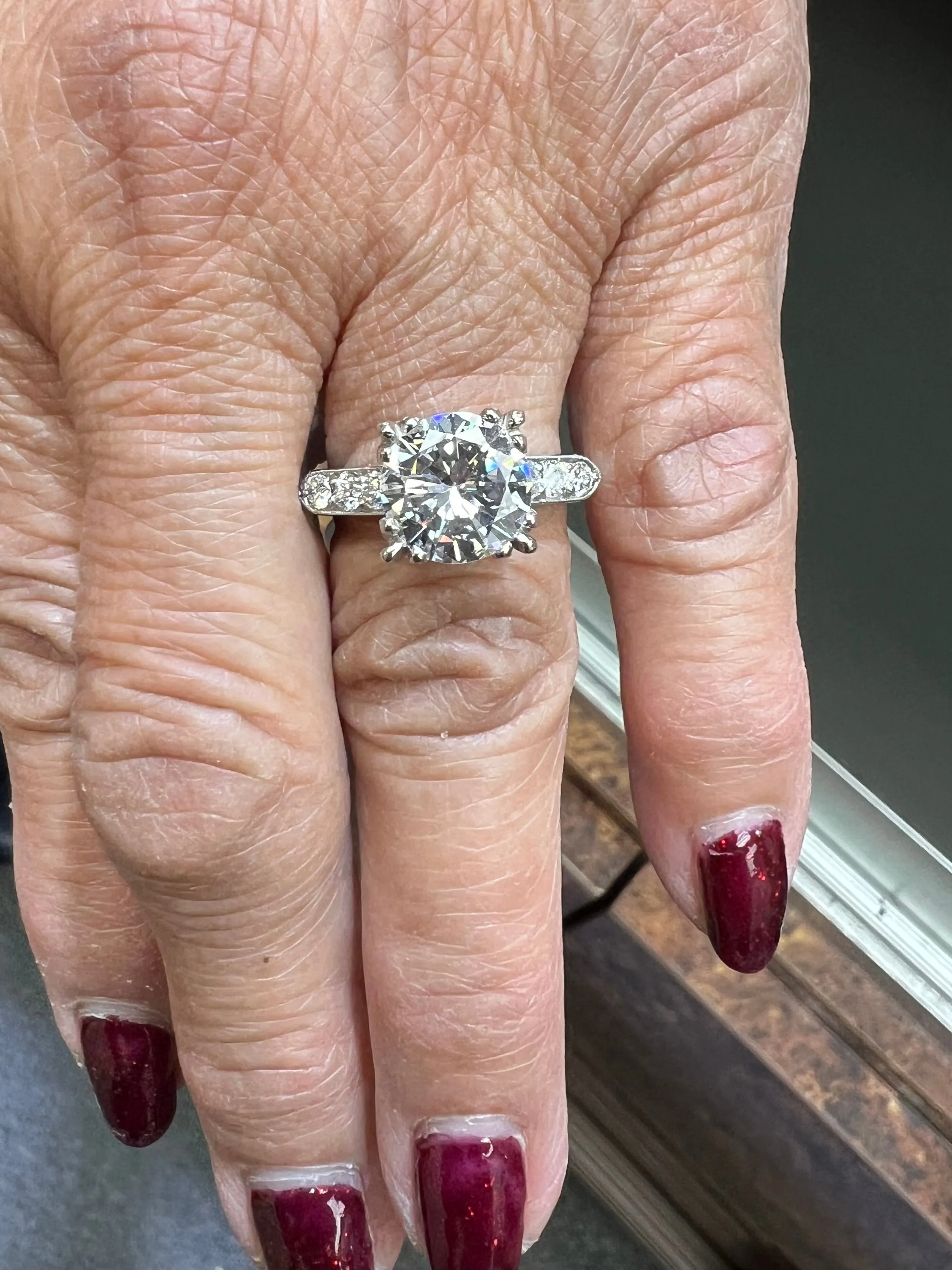 1950s GIA 2.42 Carats Diamond Platinum Engagement Ring