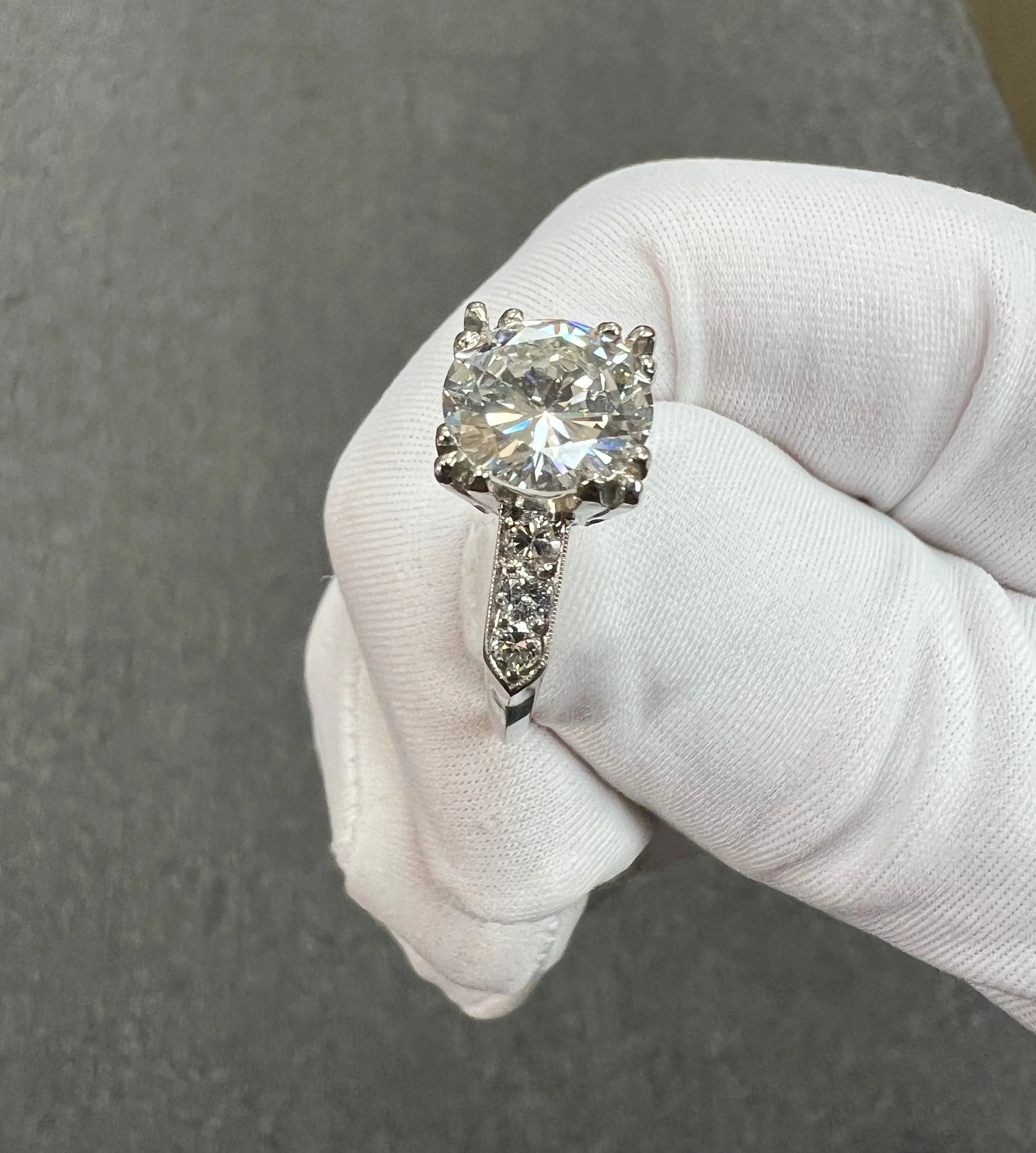 1950s GIA 2.42 Carats Diamond Platinum Engagement Ring
