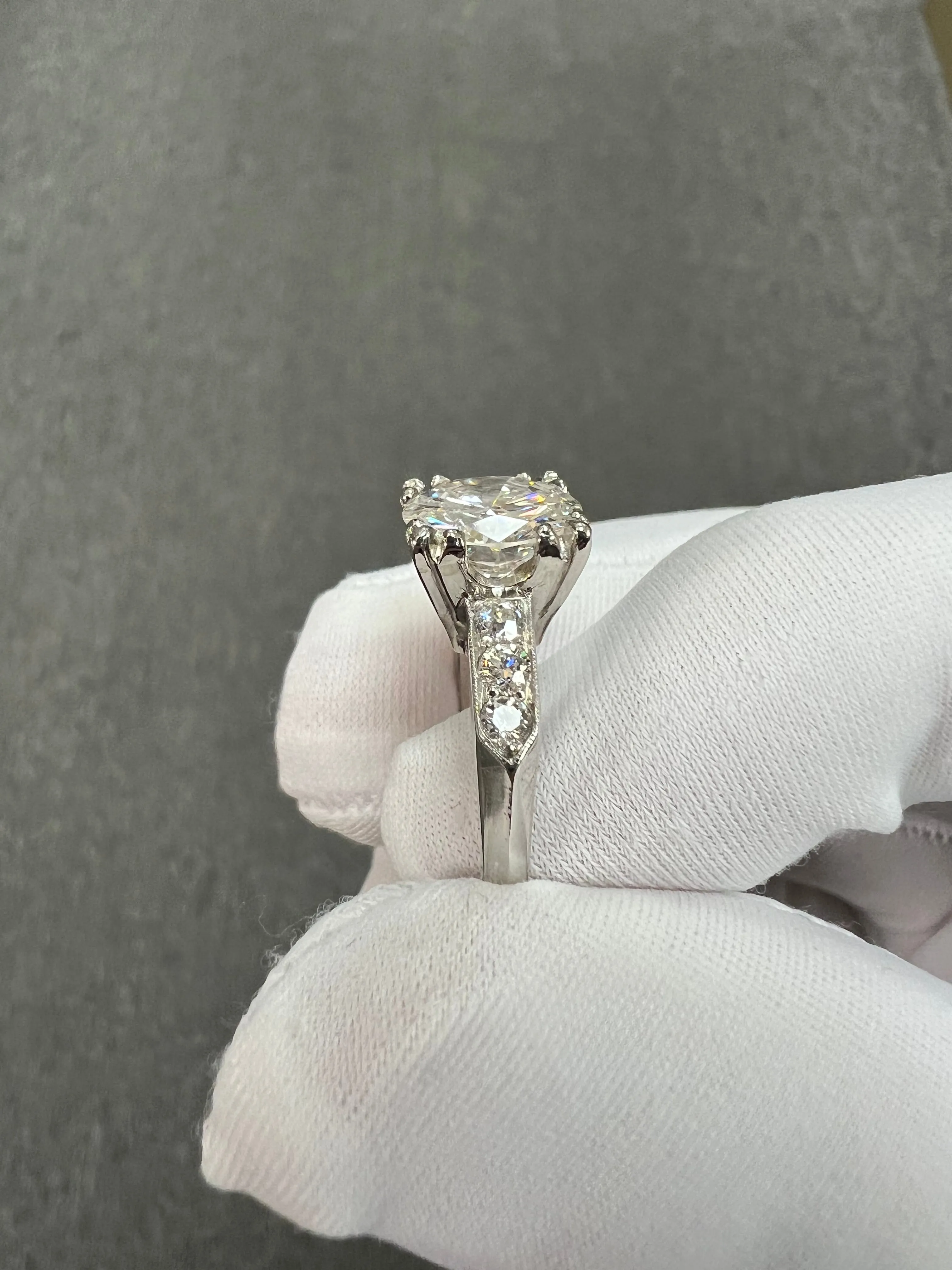 1950s GIA 2.42 Carats Diamond Platinum Engagement Ring
