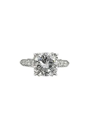 1950s GIA 2.42 Carats Diamond Platinum Engagement Ring
