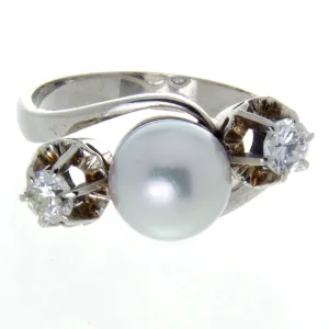 1950s Pearl & Diamond Ring