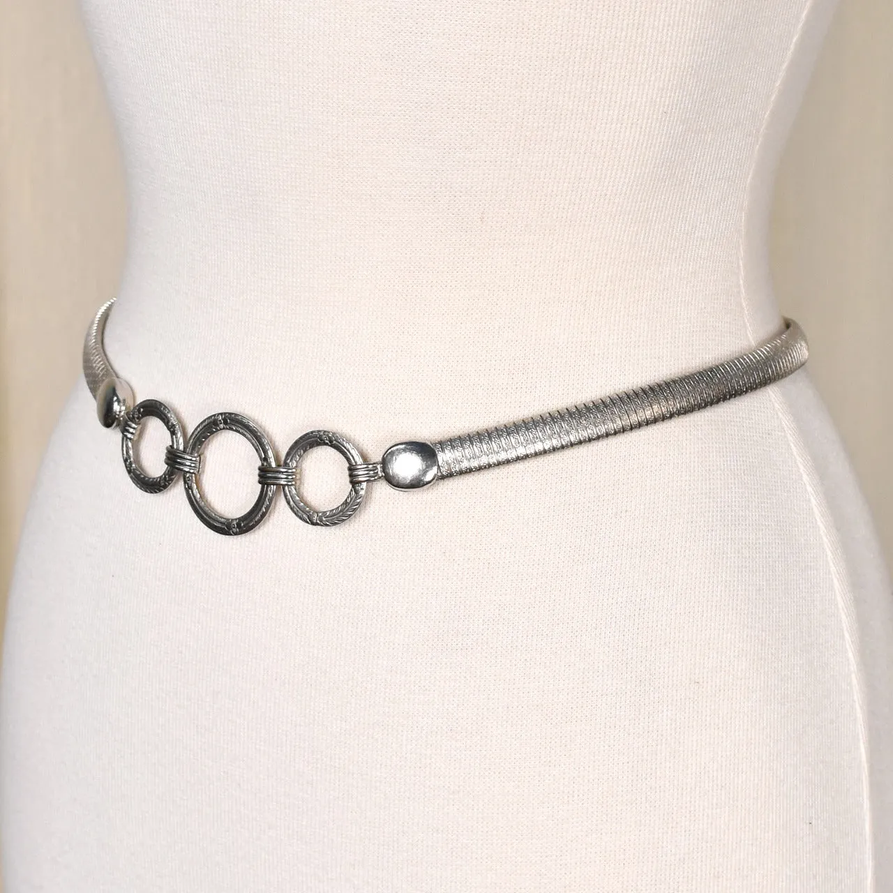 1980s Silver Ring Stretch Belt