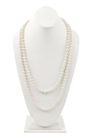2 LINE PEARL BEADS LONG NECKLACE