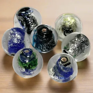 20 Pcs, 15mm Silver Foil Round Beads Assorted