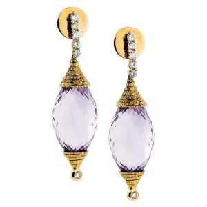 20K Eternity Amethyst Drop Earrings
