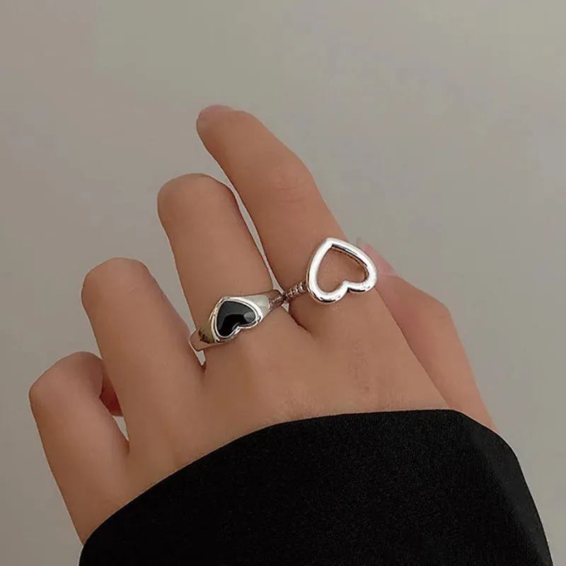 21pcs/set Punk Gothic Butterfly Snake Heart Rings Set For Women Men Vintage Silver Plated Geometric Finger Rings Party Jewelry