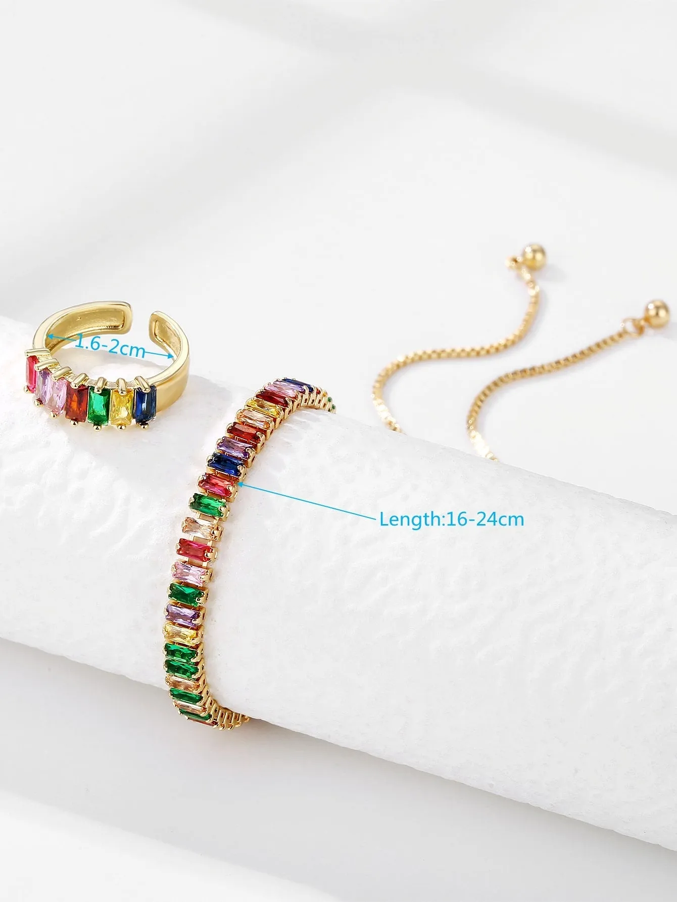 2pcs Zircon Decor Jewelry Set - Multicolor