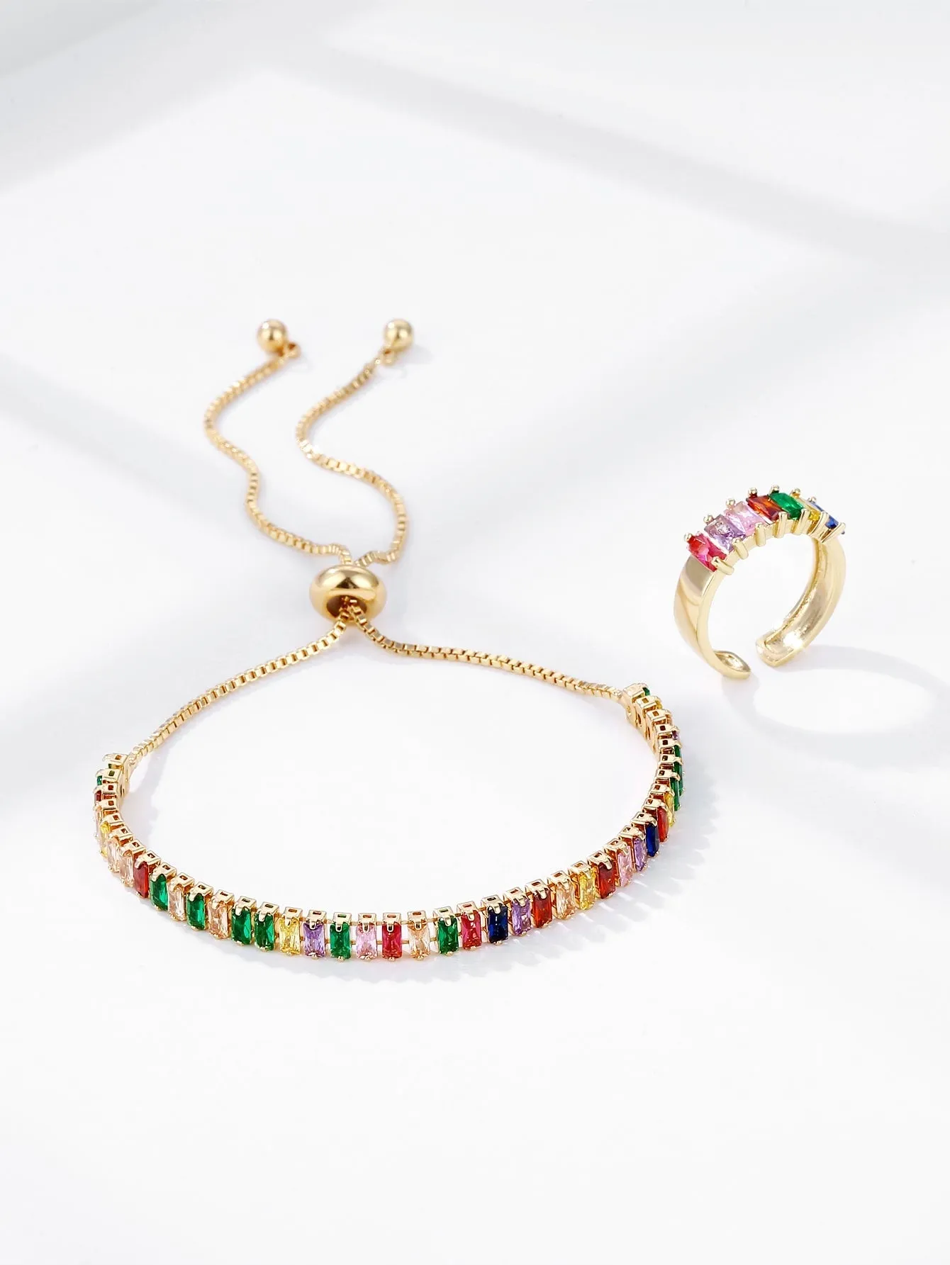 2pcs Zircon Decor Jewelry Set - Multicolor