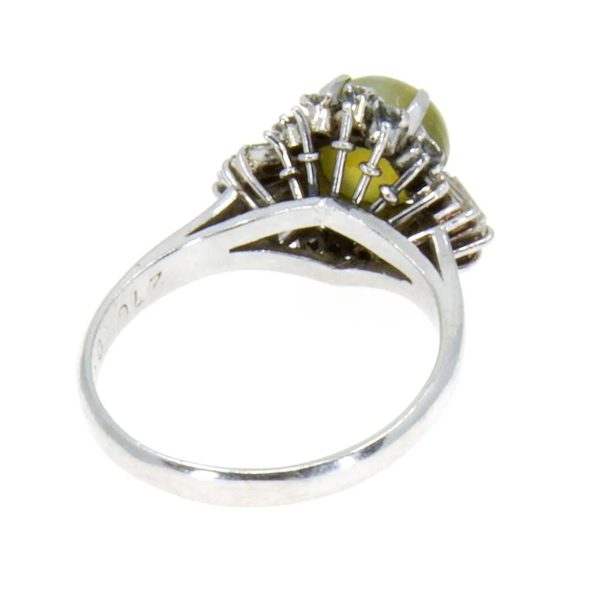 3.33ct Chrysoberyl Cat's Eye & Diamond Ring in Platinum