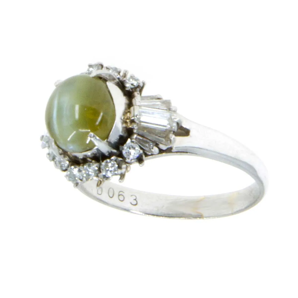 3.33ct Chrysoberyl Cat's Eye & Diamond Ring in Platinum