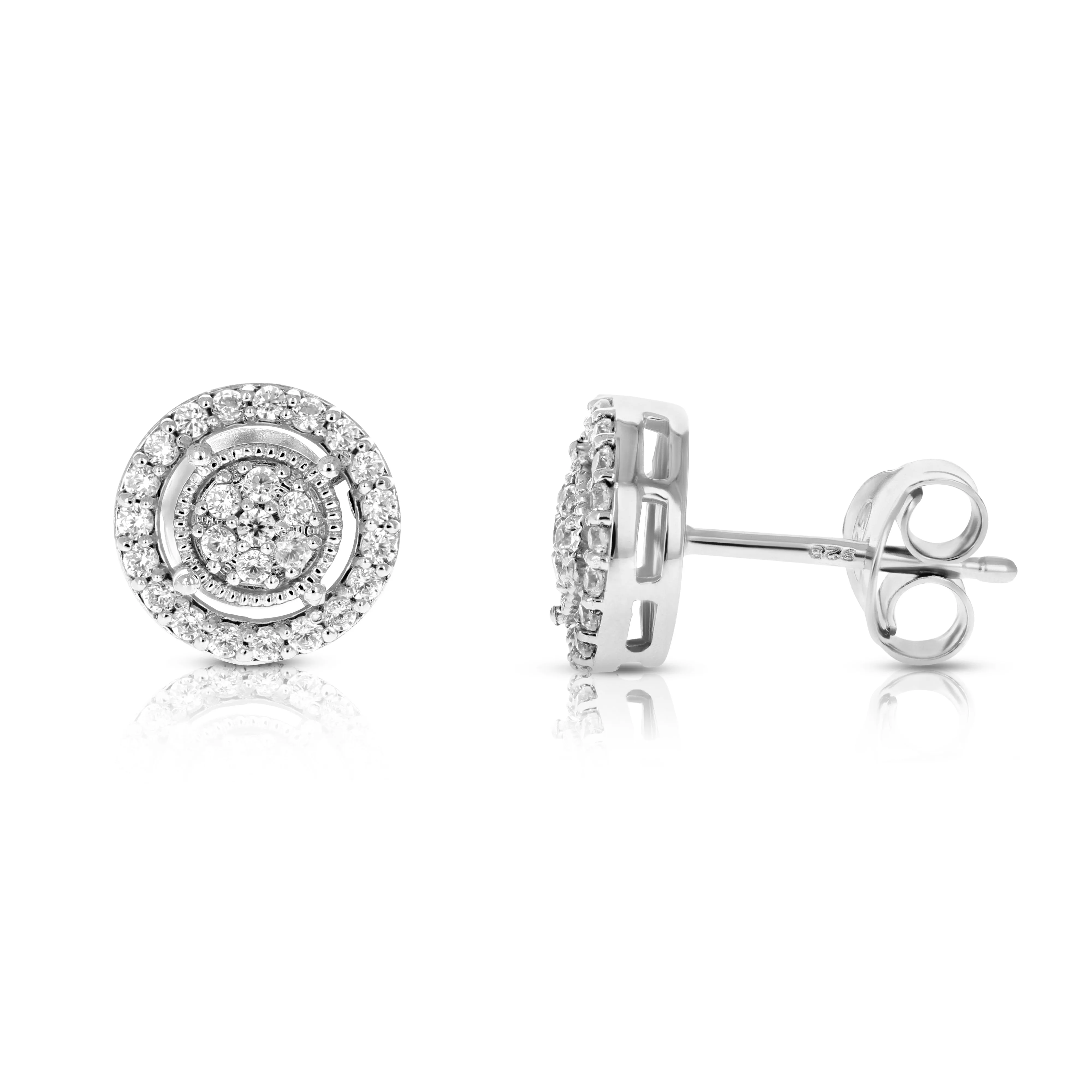 3/8 cttw Diamond Stud Earrings in Silver