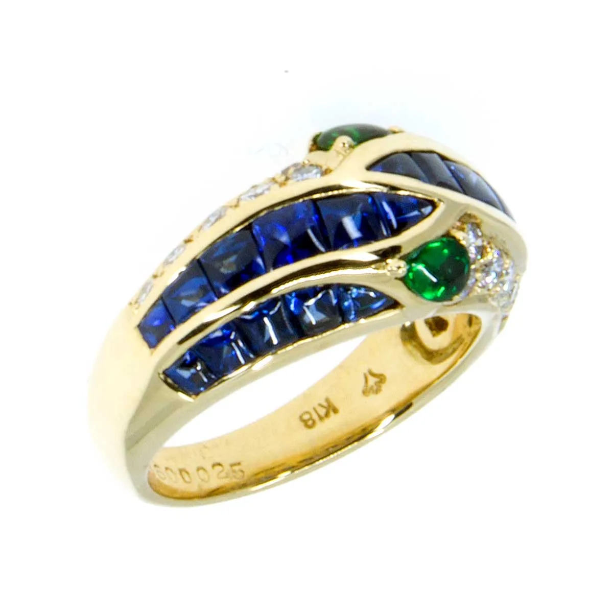 3.85ct Sapphire Tsavorite Garnet & Diamond Ring